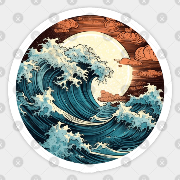 Summer Vaporwave Great Wave Sticker by Nightarcade